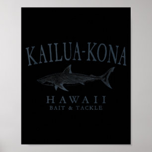 Kailua - kona hawaii haai retro leisteen kunst vis poster