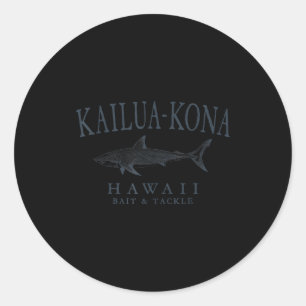 Kailua - kona hawaii haai retro leisteen kunst vis ronde sticker