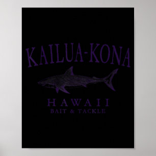 Kailua - kona hawaii haai vintage pruim kunst poster