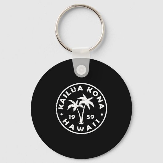 Kailua-kona Hawaii Palm Tree Mens Womens Girls Boy Sleutelhanger (Voorkant)