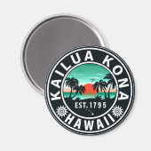 Kailua Kona Hawaii Retro Sunset 60s Souvenirs Magneet (Voorkant / Achterkant)