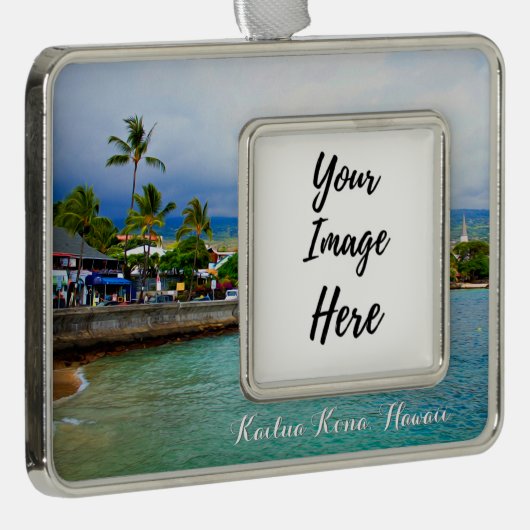 Kailua Kona Pier, Hawaii Island Photography Verzilverd Omlijst Ornament (Rechts)