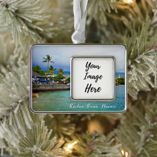 Kailua Kona Pier, Hawaii Island Photography Verzilverd Omlijst Ornament (Boom)