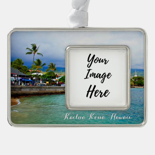 Kailua Kona Pier, Hawaii Island Photography Verzilverd Omlijst Ornament (Voorkant)