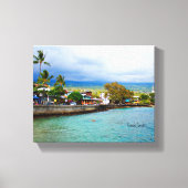 Kailua Kona Pier Hawaii Oil Paint Digital Art Canvas Afdruk (Voorkant)