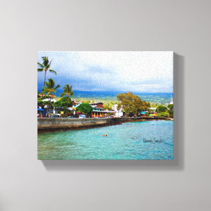 Kailua Kona Pier Hawaii Oil Paint Digital Art Canvas Afdruk