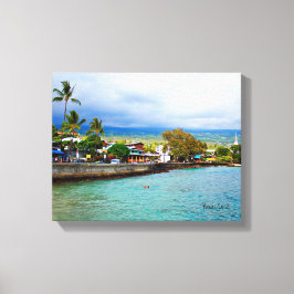 Kailua Kona Pier Hawaii Oil Paint Digital Art Canvas Afdruk