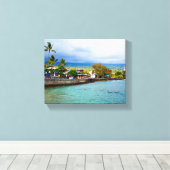 Kailua Kona Pier Hawaii Oil Paint Digital Art Canvas Afdruk (Insitu (Houten vloer))