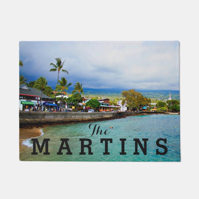 Kailua Kona Pier Hawaii Oil Paint Digital Art Deurmat (Voorkant)