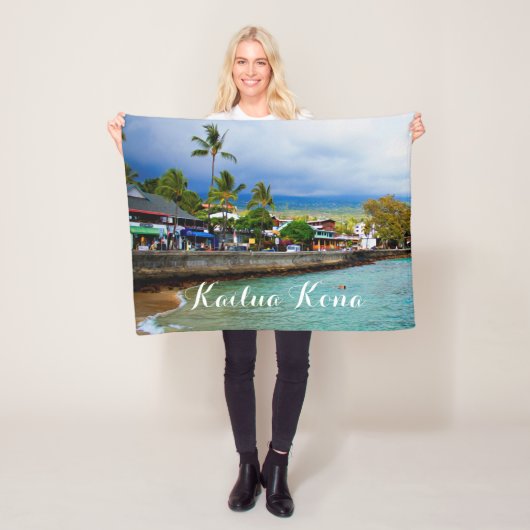 Kailua Kona Pier Hawaii Oil Paint Digital Art Fleece Deken (In situ)