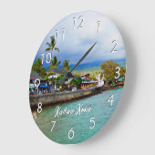 Kailua Kona Pier Hawaii Oil Paint Digital Art Grote Klok (Hoek)