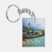 Kailua Kona Pier Hawaii Oil Paint Digital Art Sleutelhanger (Voorkant Links)