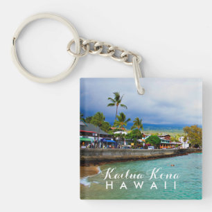 Kailua Kona Pier Hawaii Oil Paint Digital Art Sleutelhanger