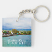 Kailua Kona Pier Hawaii Oil Paint Digital Art Sleutelhanger (Achterkant)