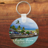 Kailua Kona Pier Hawaii Oil Paint Digital Art Sleutelhanger (Voorkant)