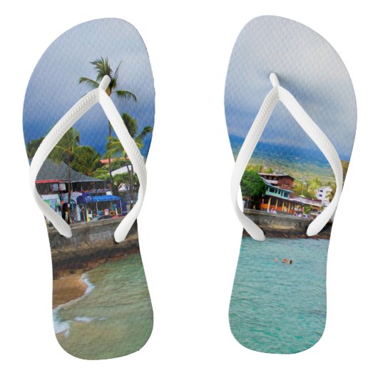 Kailua Kona Pier Hawaii Oil Paint Digital Art Teenslippers (Voetbed)