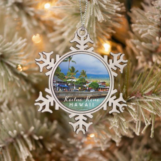 Kailua Kona Pier Hawaii Tropisch Tin Sneeuwvlok Ornament (Boom)