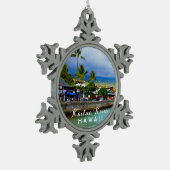 Kailua Kona Pier Hawaii Tropisch Tin Sneeuwvlok Ornament (Links)