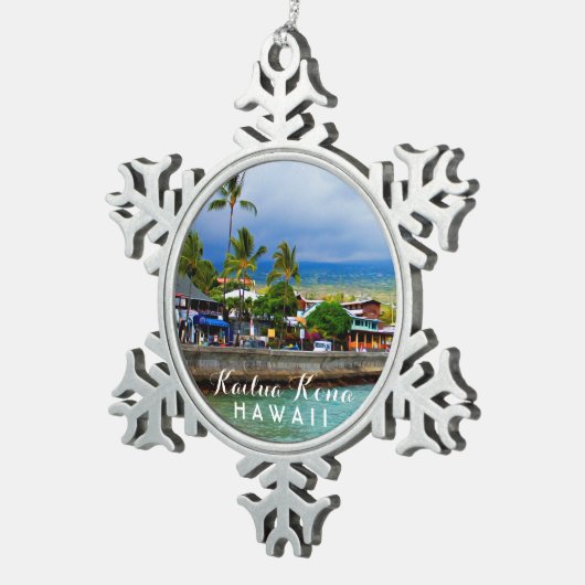 Kailua Kona Pier Hawaii Tropisch Tin Sneeuwvlok Ornament (Rechts)