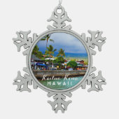 Kailua Kona Pier Hawaii Tropisch Tin Sneeuwvlok Ornament (Voorkant)