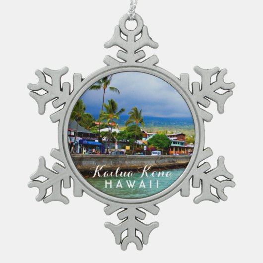 Kailua Kona Pier Hawaii Tropisch Tin Sneeuwvlok Ornament (Voorkant)