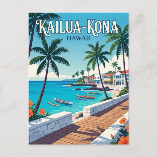 Kailua-Kona Town Hawaï Briefkaart (Voorkant)