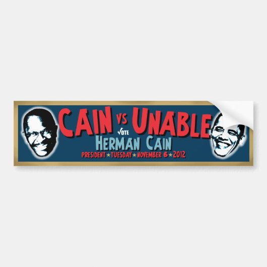 Kain vs Onbekwaam - Herman Cain President Bumpersticker (Voorkant)
