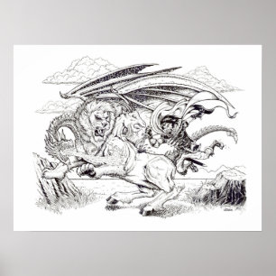 "Kaine en de Chimera" – Tracy Lesch illustratie Poster