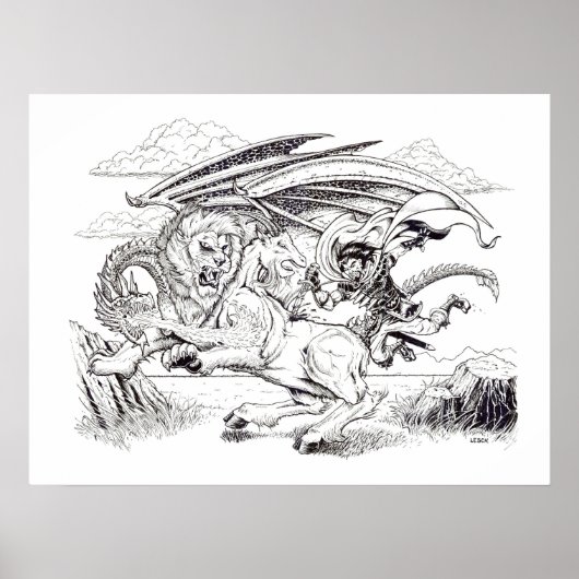 "Kaine en de Chimera" – Tracy Lesch illustratie Poster (Voorkant)