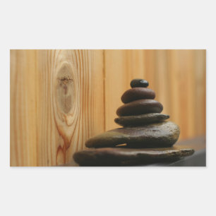 Kairn Meditation Stones and Wood Rechthoekige Sticker