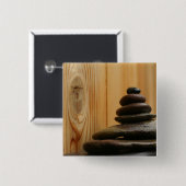 Kairn Meditation Stones and Wood Vierkante Button 5,1 Cm (Voorkant /achterkant)