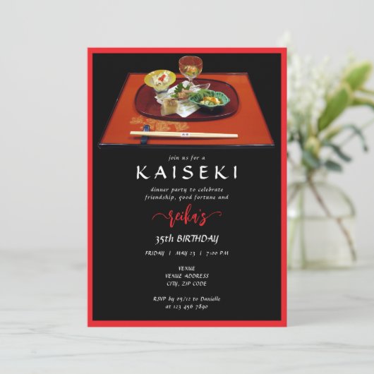 Kaiseki Japans Private Chef Script Verjaardag Kaart (Staand voorkant)
