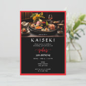Kaiseki Japanse Private Chef Red Script Verjaardag Kaart (Staand voorkant)