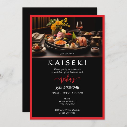 Kaiseki Japanse Private Chef Red Script Verjaardag Kaart (Voorkant / Achterkant)