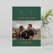 Kaitin Hunter Green Elegant Wedding Save the Date Folie Uitnodiging (Staand Voorkant)
