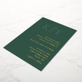 Kaitlin Hunter Green Bold Monogram Elegante bruilo Folie Uitnodiging (Gedraaid)