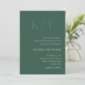 Kaitlin Hunter Green Bold Monogram Elegante bruilo Kaart (Staand voorkant)