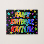 "KAITLIN" voornaam, geun "HAPPY BIRTHDAY" Legpuzzel (Horizontaal)