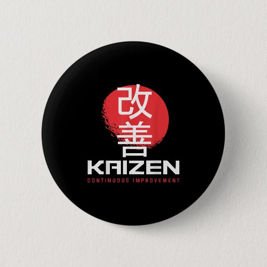 Kaizen Continu Verbetering Kai Zen Japanse Mot Ronde Button 5,7 Cm (Voorkant)