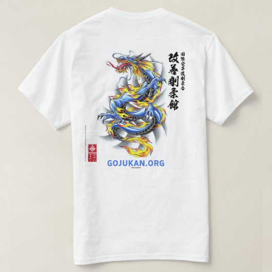 Kaizen Gojukan Fiery Blue Dragon T-shirt (Design achterkant)