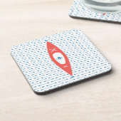 Kajak Gepersonaliseerd Monogram Blauw Koraal Bier Onderzetter (Linkerzijde)