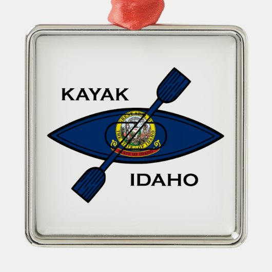 Kajak Idaho Vlag Metalen Ornament (Voorkant)