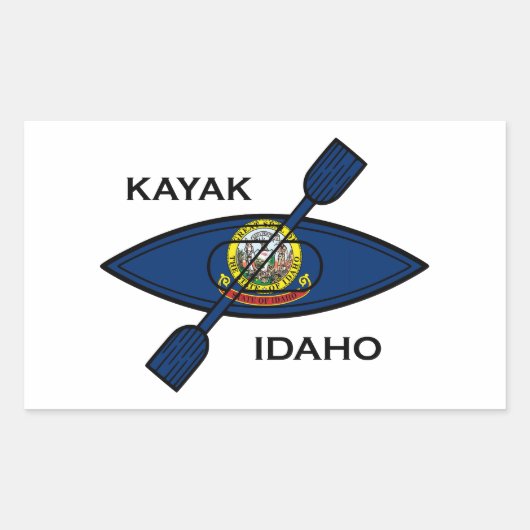 Kajak Idaho Vlag Rechthoekige Sticker (Voorkant)