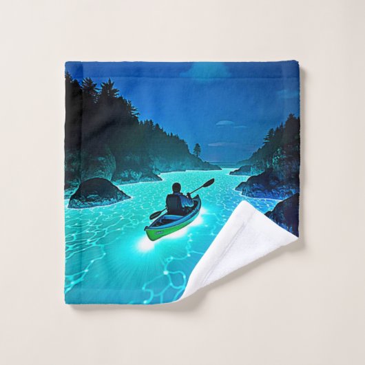 Kajak in gloeiend waterontwerp bad handdoek (Wasdoekje)