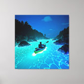 Kajak in gloeiend waterontwerp canvas afdruk (Voorkant)
