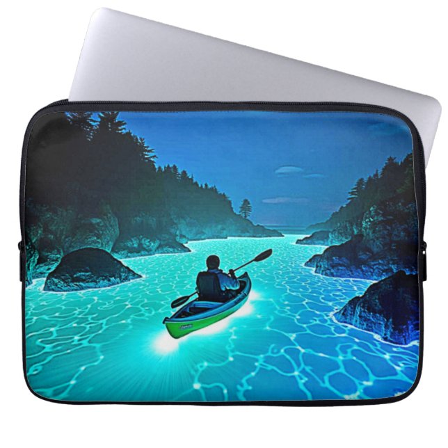 Kajak in gloeiend waterontwerp laptop sleeve (Voorkant)