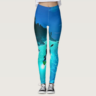 Kajak in gloeiend waterontwerp leggings