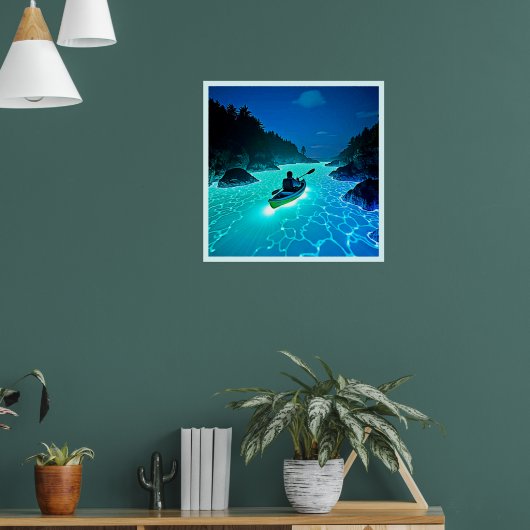 Kajak in gloeiend waterontwerp poster (Woonkamer 1)