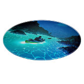 Kajak in gloeiend waterontwerp snijplank (Hoek)