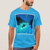 Kajak in gloeiend waterontwerp t-shirt (Voorkant)